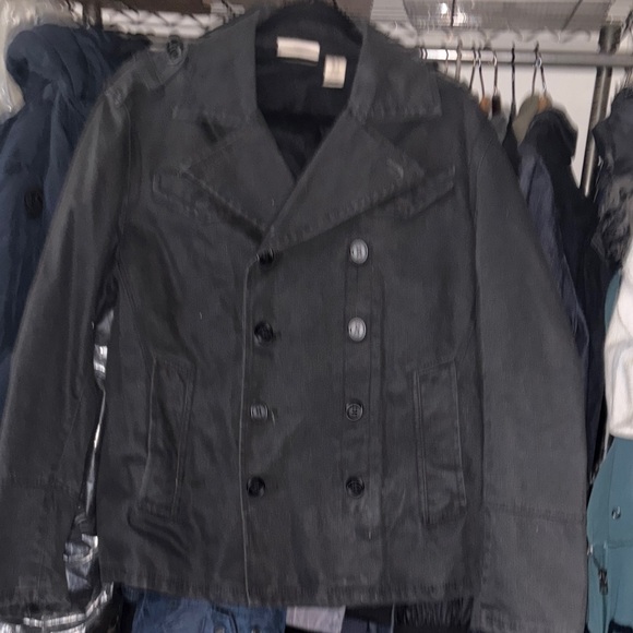 DKNY Charcoal Double Breasted Denim Jacket - Picture 1 of 8